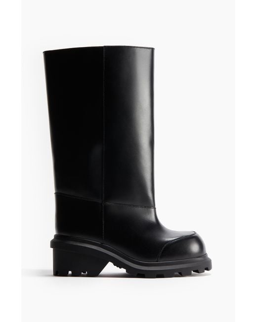H&M Black Chunky Lederstiefel