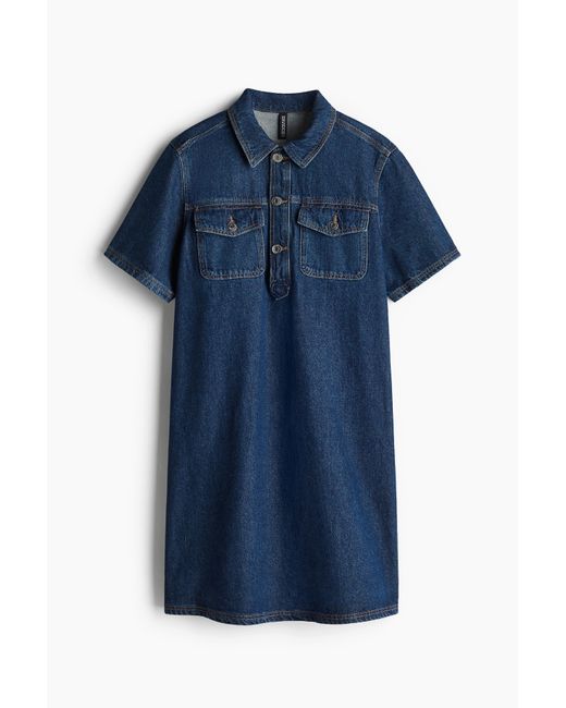 H&M Blue Denimkleid mit Kurzarm