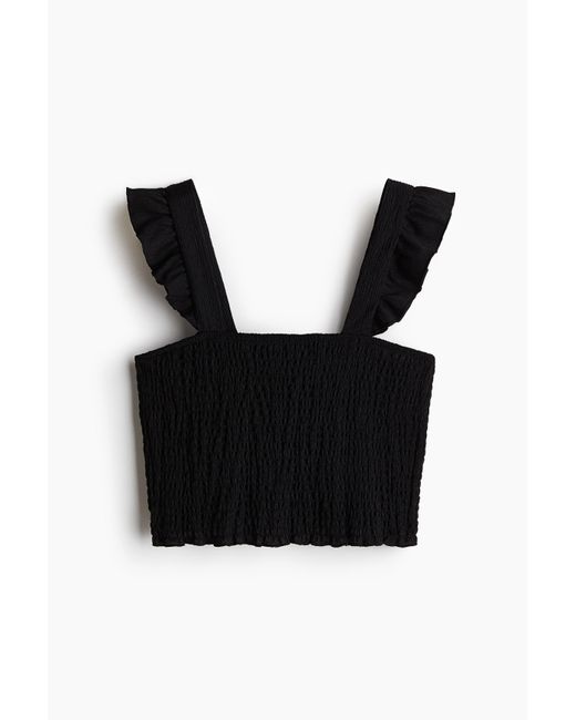 H&M Black Gesmoktes Kurztop