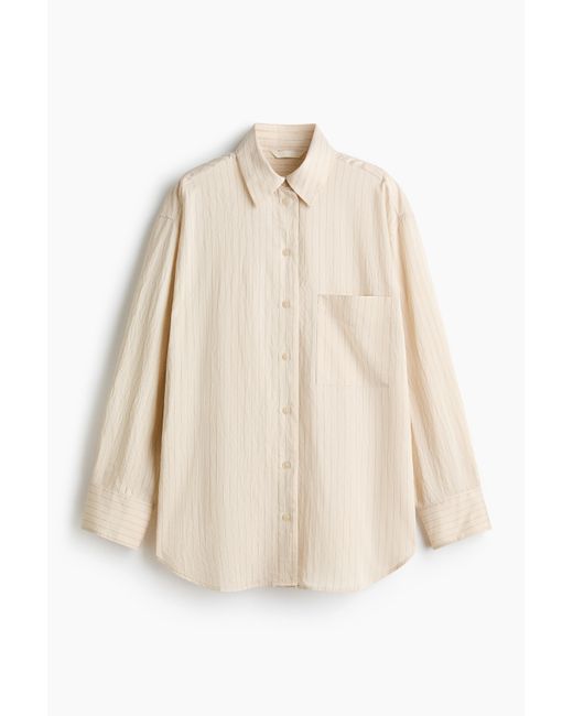 H&M Oversized Overhemdblouse in het Natural