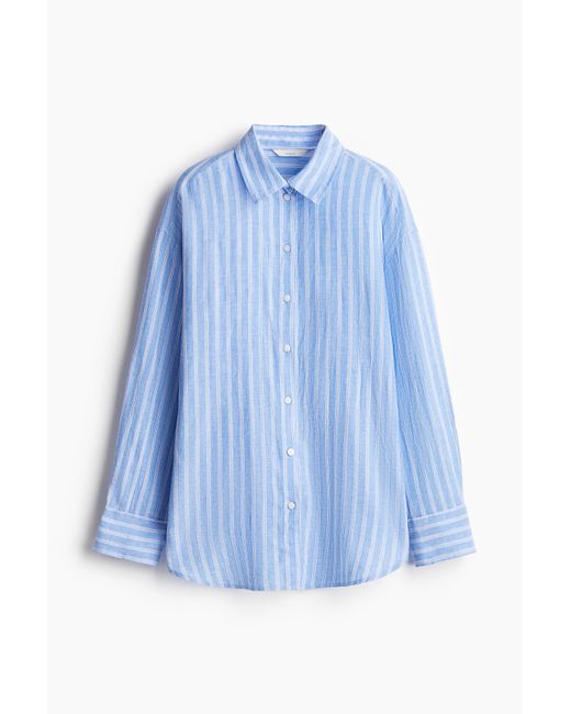 Chemise oversize en lin mélangé H&M en coloris Blue