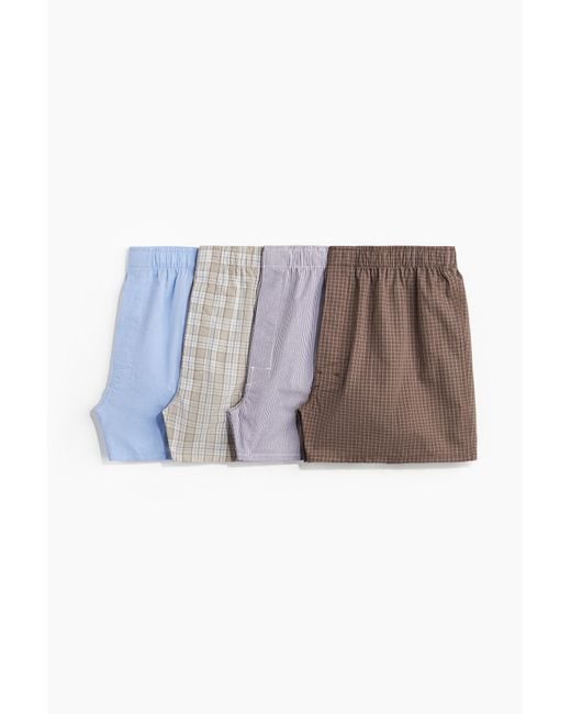 H&M Set Van 4 Geweven Boxershorts in het Brown voor heren
