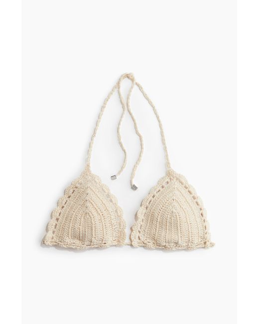 H&M Crochet Triangle Top in het White