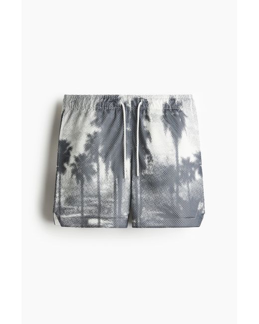 H&M Bedruckte Mesh-Shorts in Regular Fit in White für Herren
