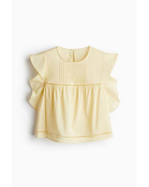 H&M Blouse Met Volantmouwen in het Natural
