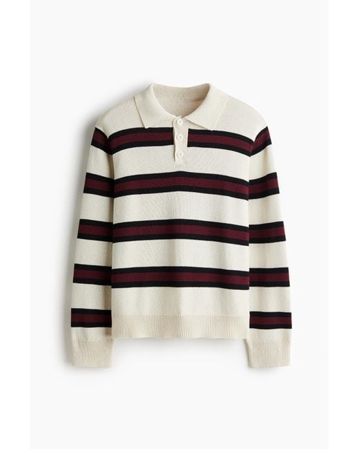 H&M Gestricktes Poloshirt in Loose Fit in White für Herren