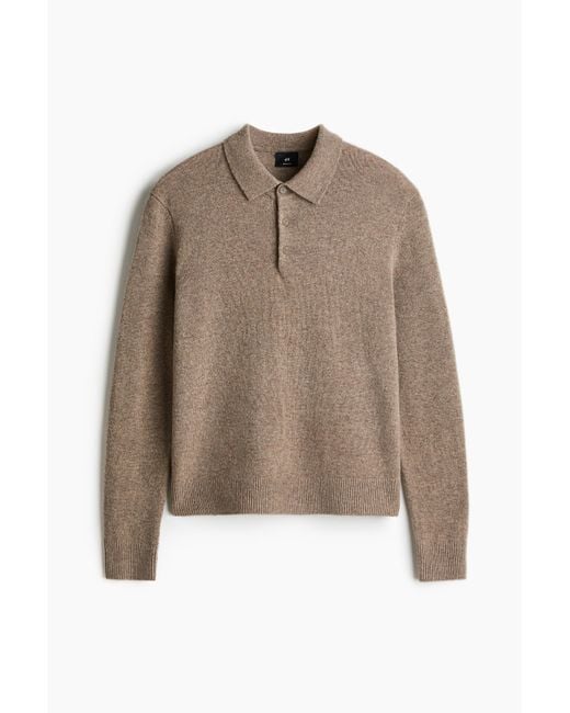 H&M Poloshirt aus Wolle in Regular Fit in Brown für Herren