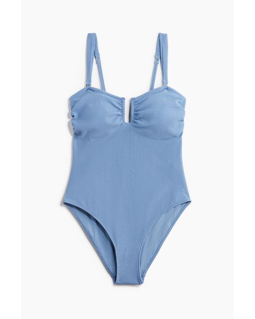 H&M Bandeaubadpak Met Padded Cups in het Blue