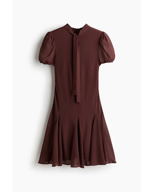 Robe Avec Col À Nouer H&M en coloris Brown