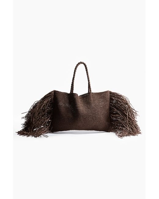 H&M Brown Basttasche mit Fransen