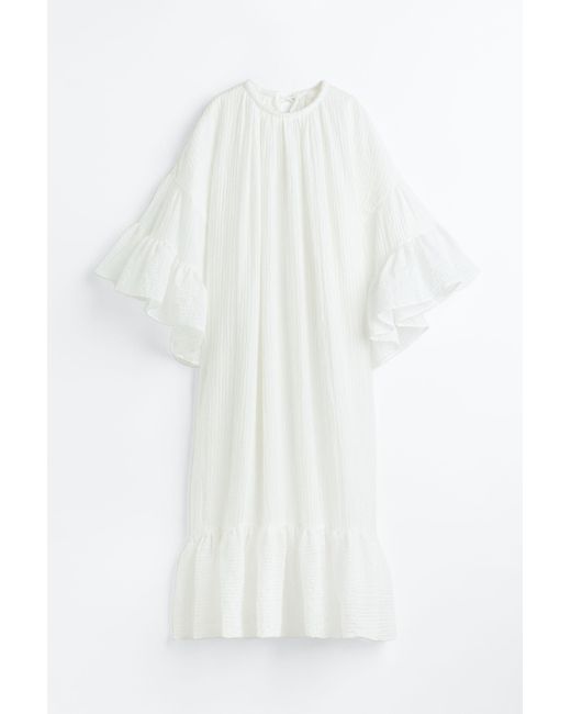 H&M Flounced Kaftan Dress in White | Lyst Canada