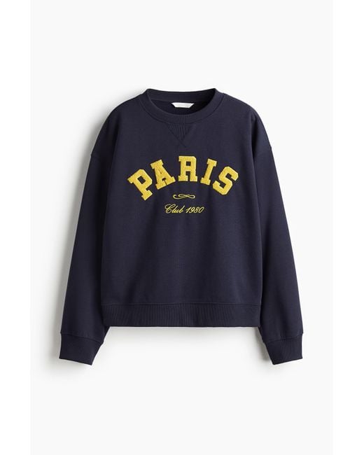 H&M Sweater Met Tekstmotief in het Blue