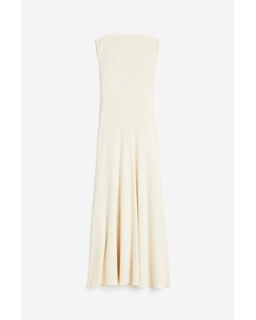 H&M White Bandeau-Kleid aus Rippstrick