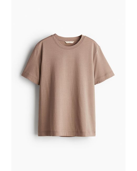 H&M Brown T-Shirt aus Seidenmix