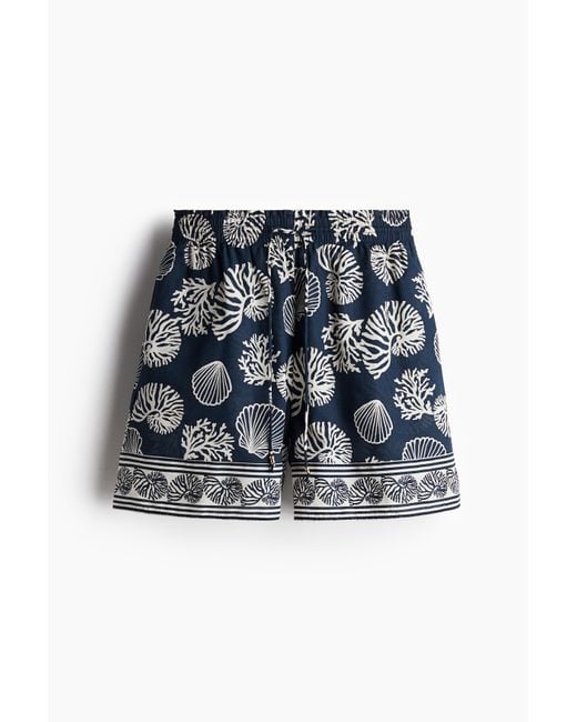 H&M Blue Bedruckte Shorts mit Tunnelzug