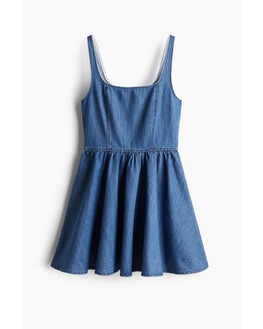 H&M Blue Ausgestelltes Jeanskleid