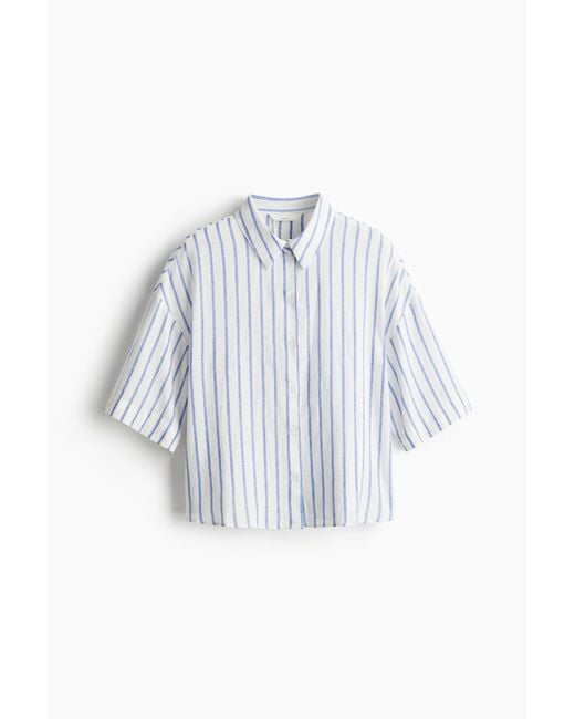 H&M Overhemd Van Linnenmix in het White