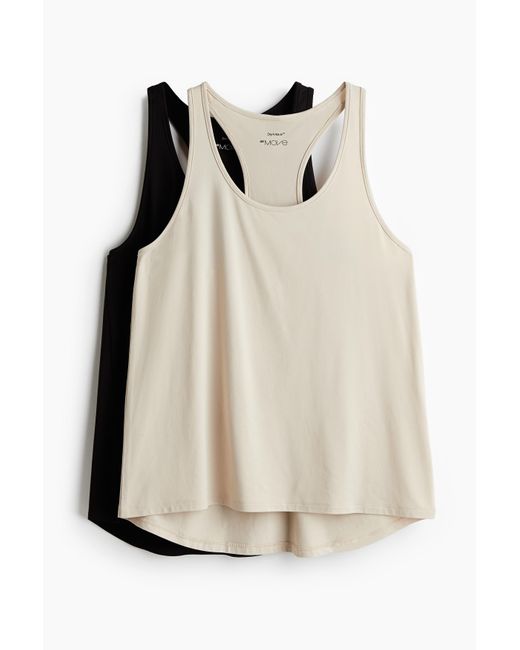 H&M Natural 2er-Pack Sport-Tanktops mit DryMoveTM