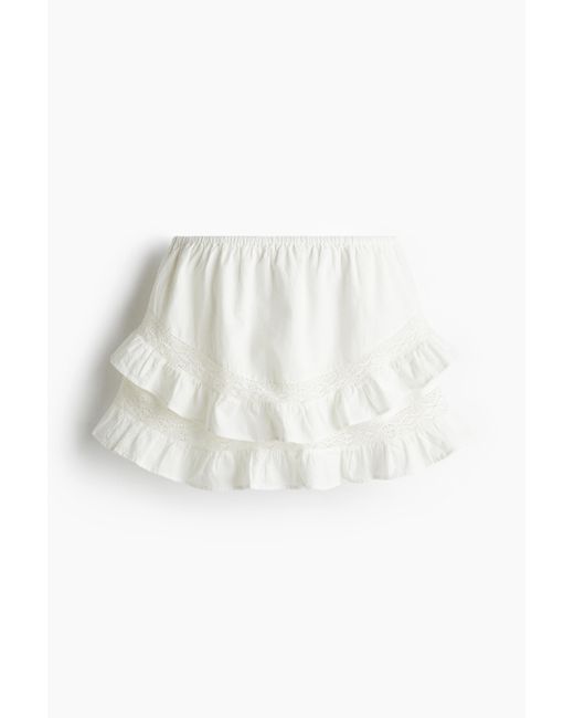 H&M White Minijupe mit Volantbesatz