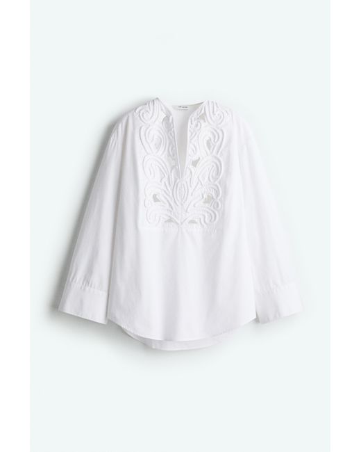 H&M White Bluse mit Broderie Anglaise