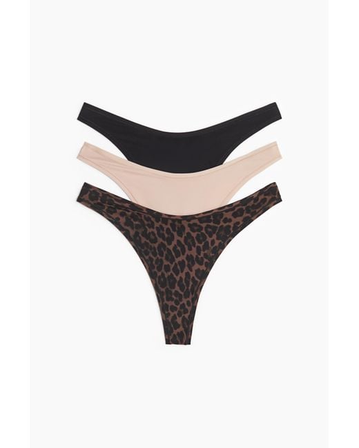 H&M Set Van 3 Slips Van Microvezel in het Black