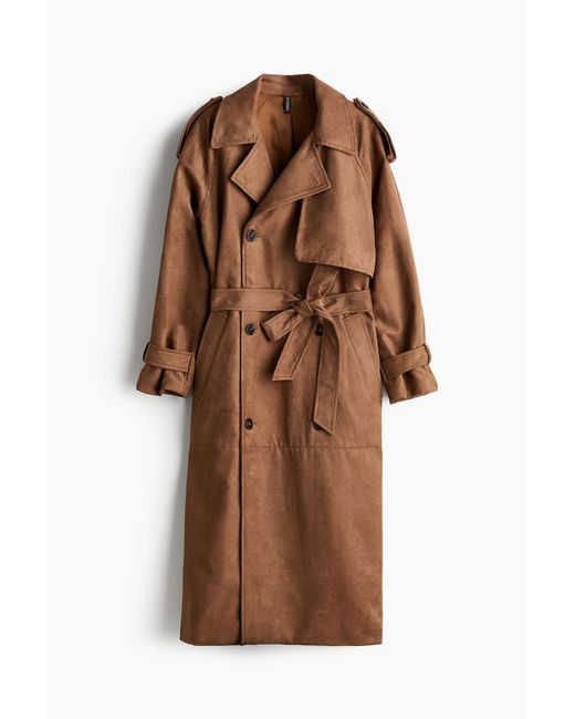 H&M Brown Trenchcoat aus angerautem Stoff