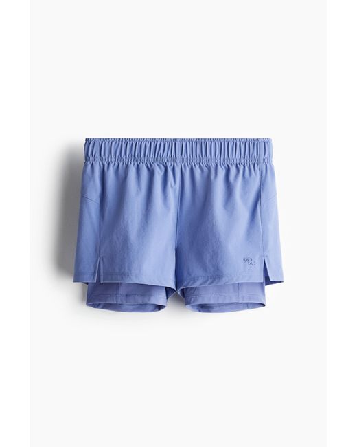Short De Running Superposé Drymove H&M en coloris Blue