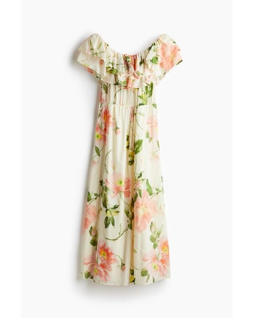 H&M Metallic Off-Shoulder-Kleid mit Volant