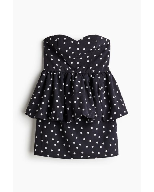 H&M Black Bandeau-Kleid mit Peplum