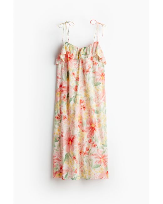 H&M White Trägerkleid mit Volantbesatz