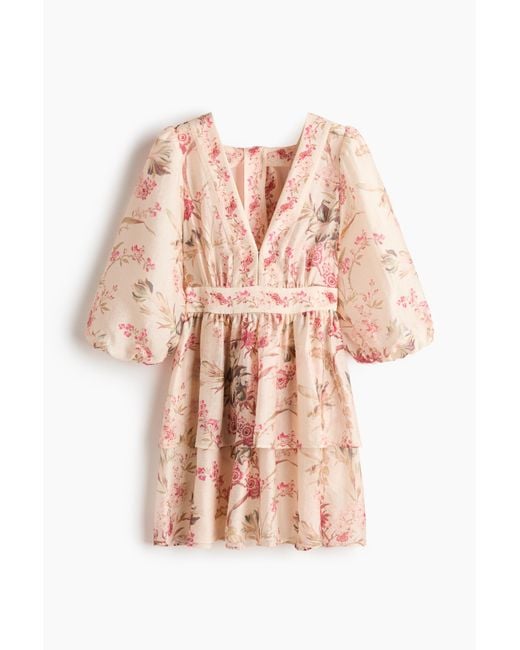 H&M Pink Kleid aus Leinenmix