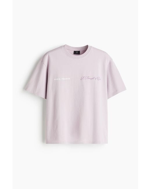 H&M Bedrucktes T-Shirt in Loose Fit in Pink für Herren