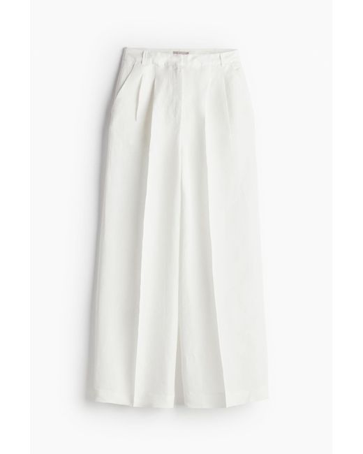 H&M Pantalon Van Linnenmix in het White