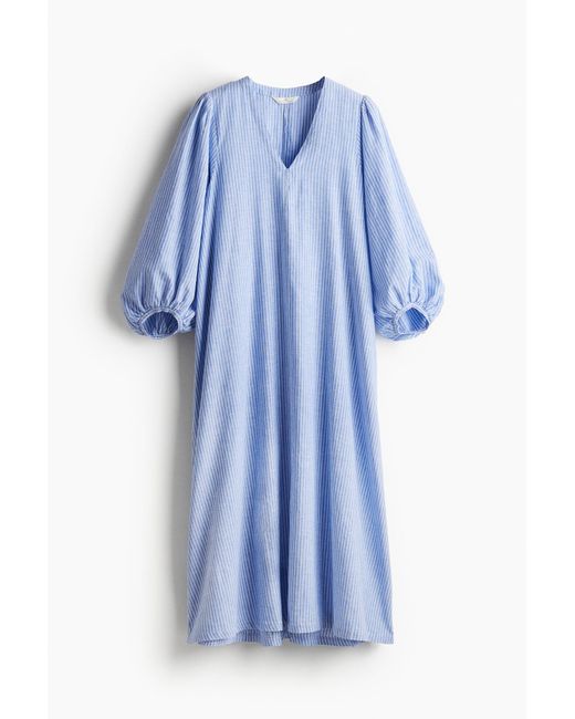 H&M Blue Kleid mit V-Ausschnitt
