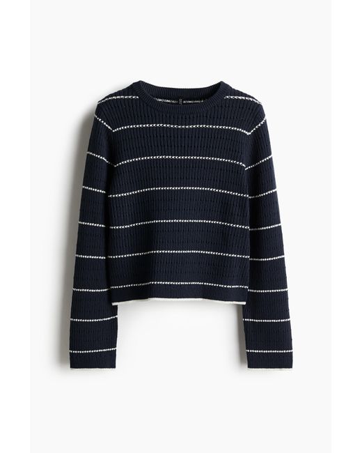 H&M Blue Pullover mit Lochmuster