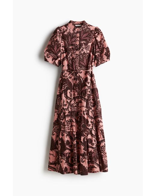 H&M Red Langes Baumwollkleid