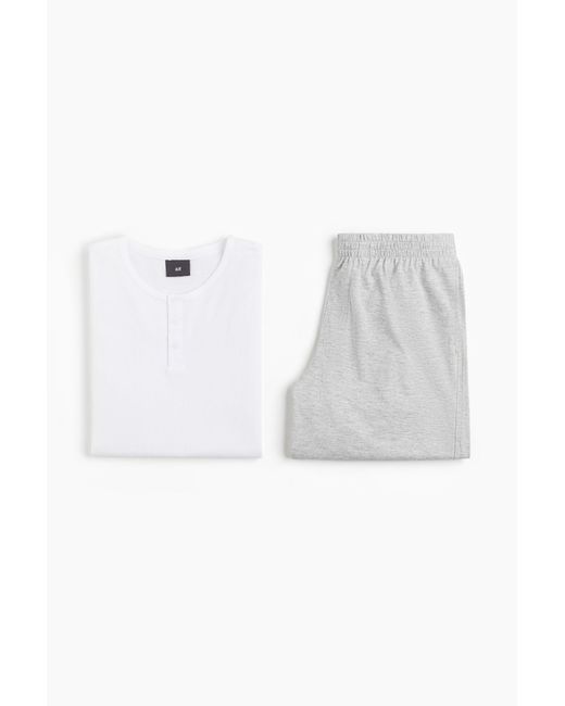 H&M Schlafshirt und Shorts in White für Herren