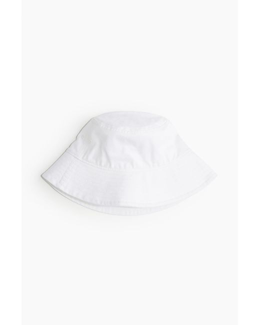 H&M White Bucket Hat aus Baumwolle
