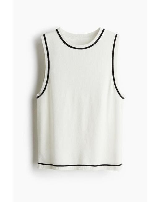 H&M Fijngebreide Slip-over in het White