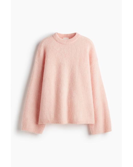 H&M Pink Oversized Pullover aus Mohairmix