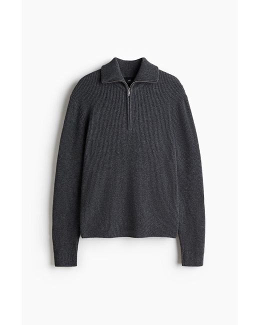 Pull Regular Fit En Laine Avec Col Zippé H&M pour homme en coloris Blue