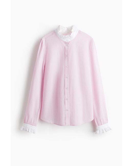 H&M Pink Bluse mit Volantkragen
