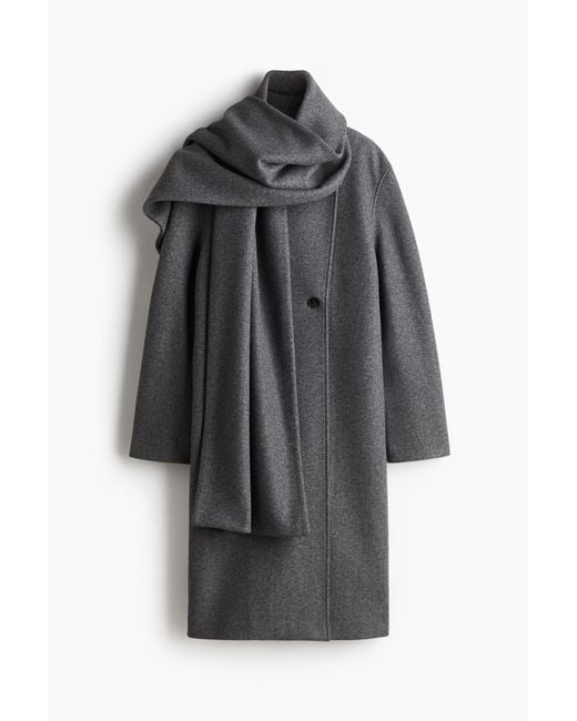 Manteau à écharpe H&M en coloris Gris Lyst
