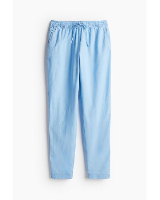 H&M Blue Joggpants aus Leinenmix