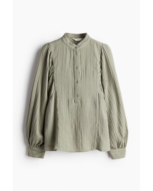 H&M Green Musselinbluse mit Fledermausärmeln