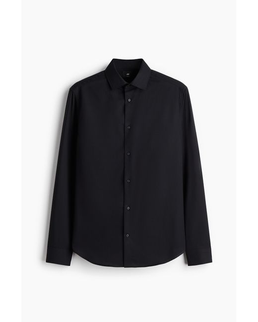 H&M Baumwollhemd in Slim Fit in Black für Herren