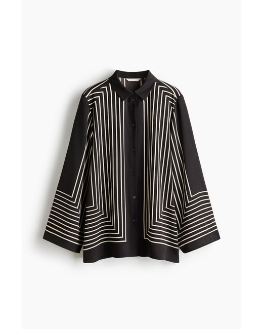 H&M Oversized Overhemdblouse in het Black