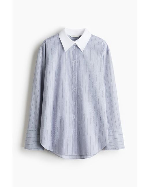 H&M Blue Hemdbluse aus Popeline