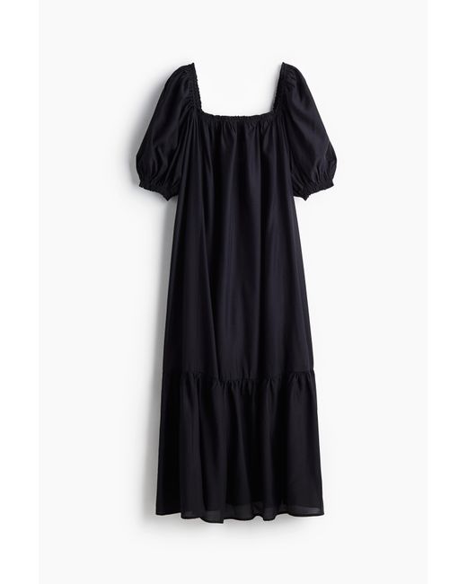 H&M Black Maxikleid mit Karree-Ausschnitt