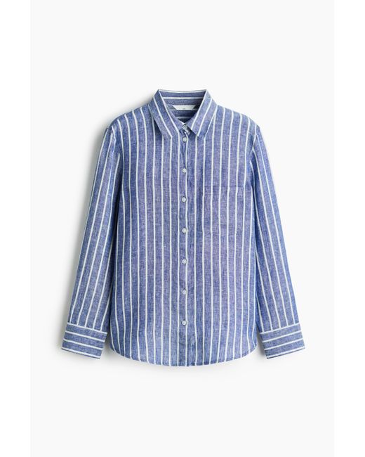 H&M Blue Leinenbluse
